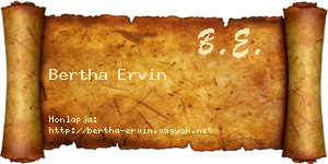 Bertha Ervin névjegykártya